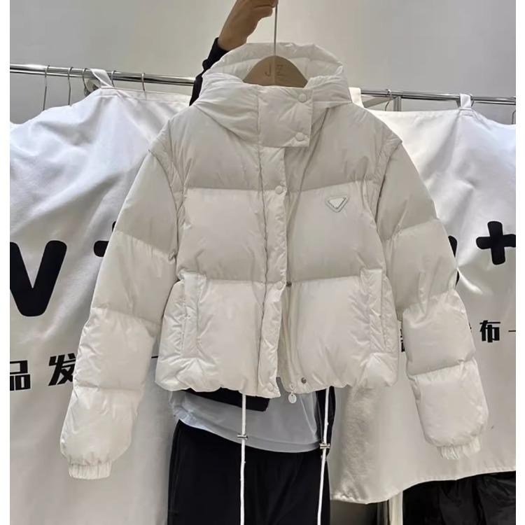 Winter Style Short Color Blue Detachable Sleeve Cotton Jacket With Bread Design For Women