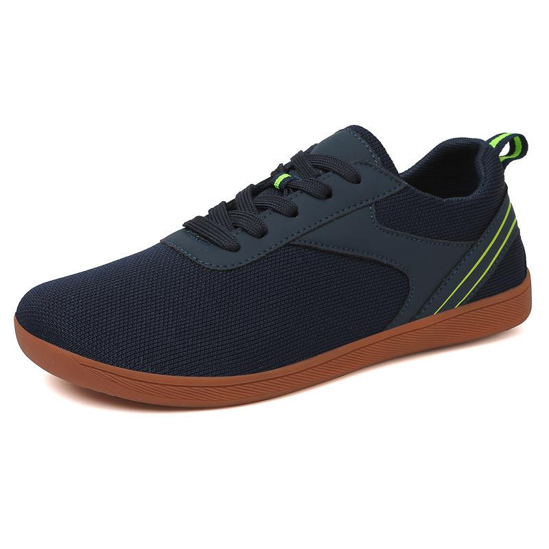 Indoor fitness men's and women's shoes Wide head walking Breathable soft sole Couple casual versatile flying woven flat foot sports casual shoes