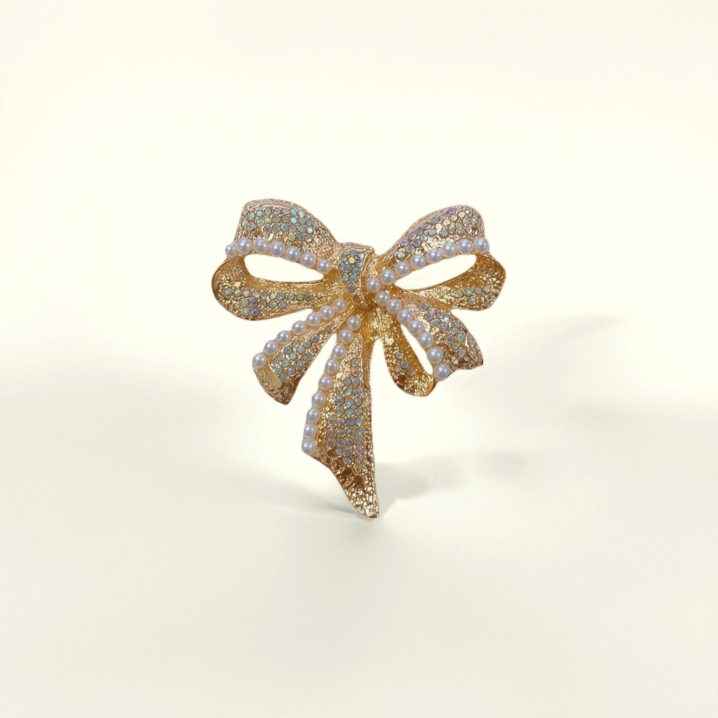 Ретро-брошь-бант европейского и американского дизайна - Модный, персонализированный женский аксессуар золотой
