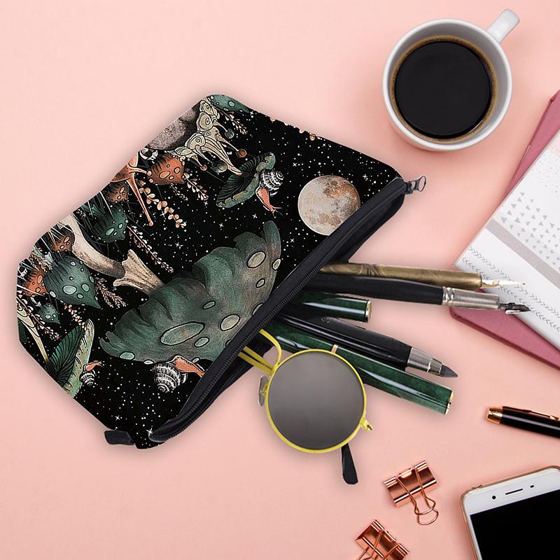 Mushroom Pattern Cosmetic Bag Portable Zipper Makeup Bag Multifunctional Storage Pouch Trendy Toiletry Wash Bag Makeup Bag