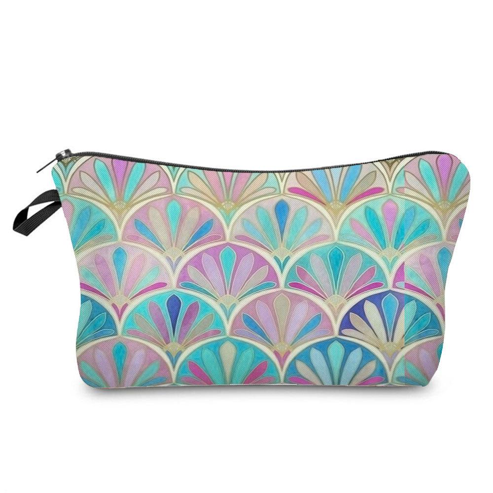 Damen Pflanzenmuster Kosmetiktasche Toilettenartikel Organizer Reiseaufbewahrungstasche 6871