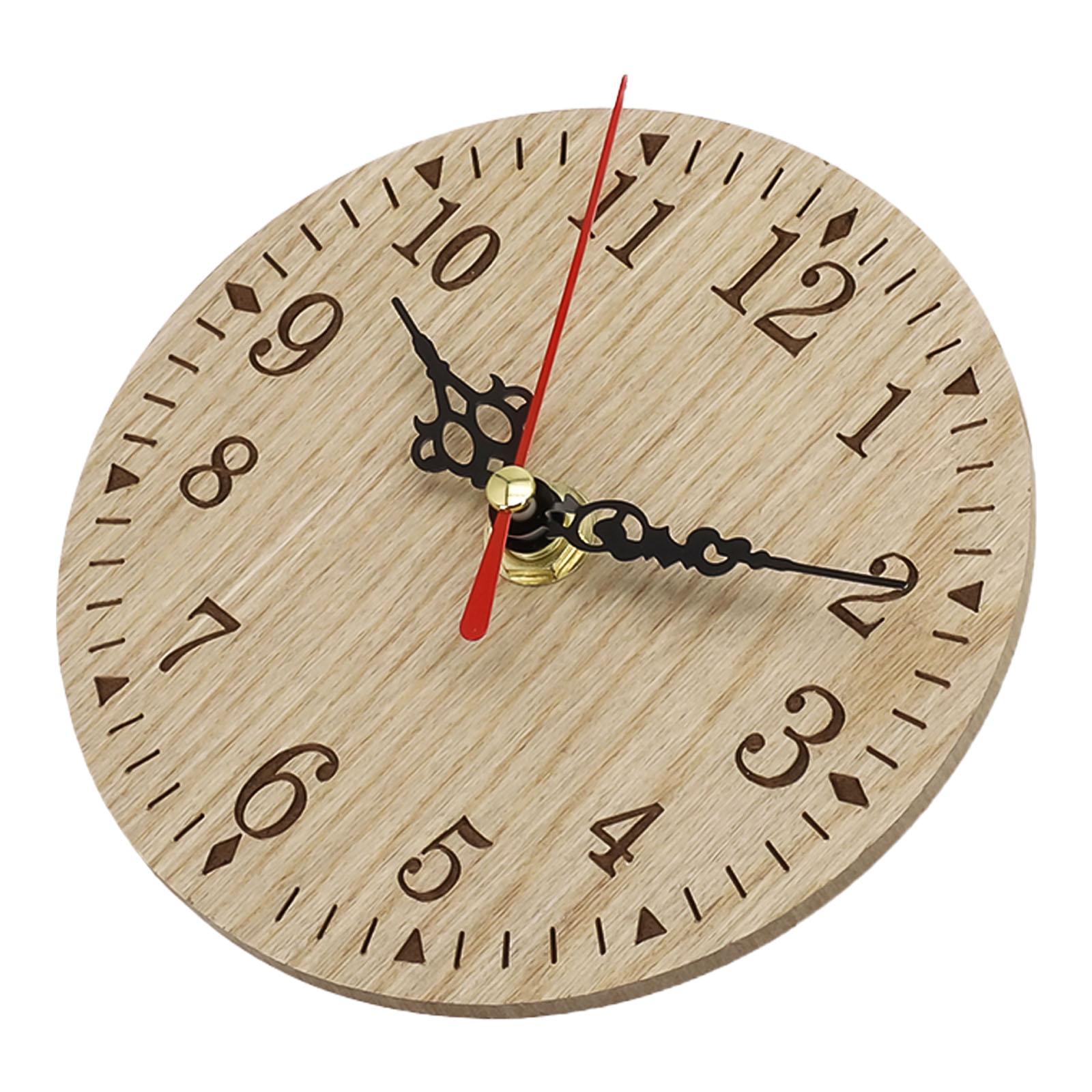 Vintage Wooden Round Desk Clock Quiet Quartz Home Clock Suitable for Study Room Office Bedroom Living Room 12cm China Mainland