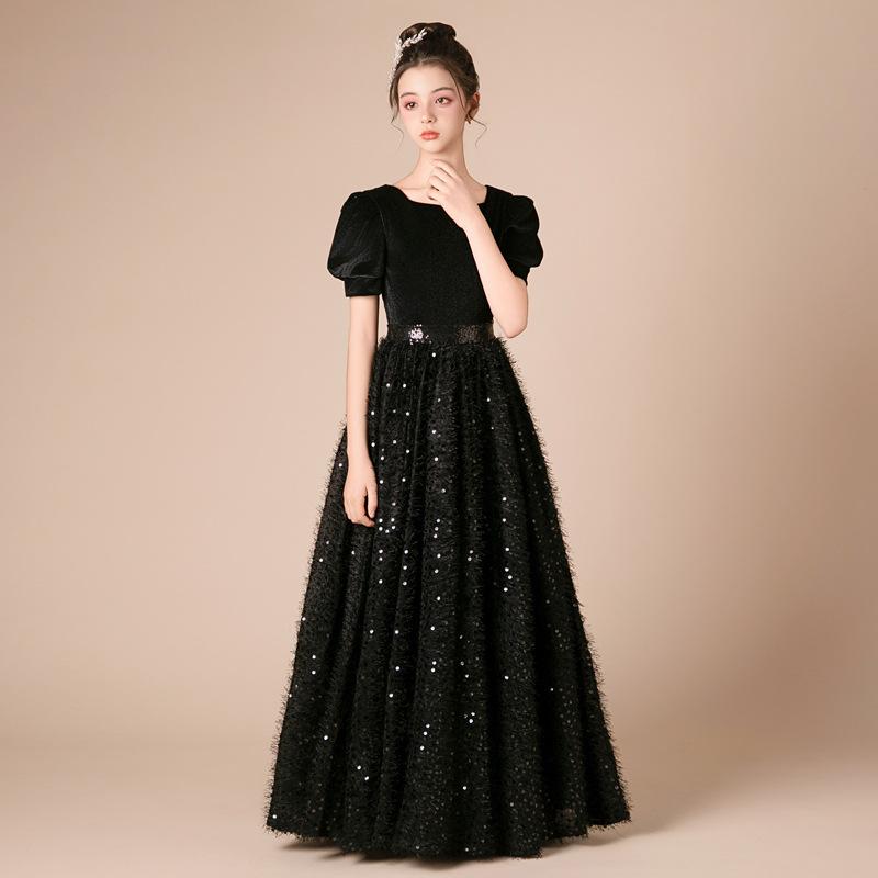 Big Kids Girls Velvet Puff Sleeve