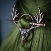 Gothic Cow Skull Hair Clip Moonstone Deer Horn Hairpin Women Hair Styling Accessory 1PC