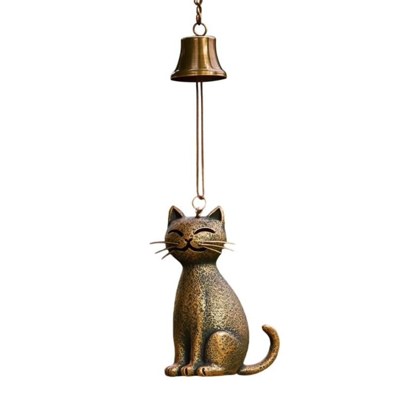 Liebliche Katzen Windspiele Innen- und Außendekoration Vintage Bronze Metall Beruhigende Klänge für Gartendekoration Geschenk