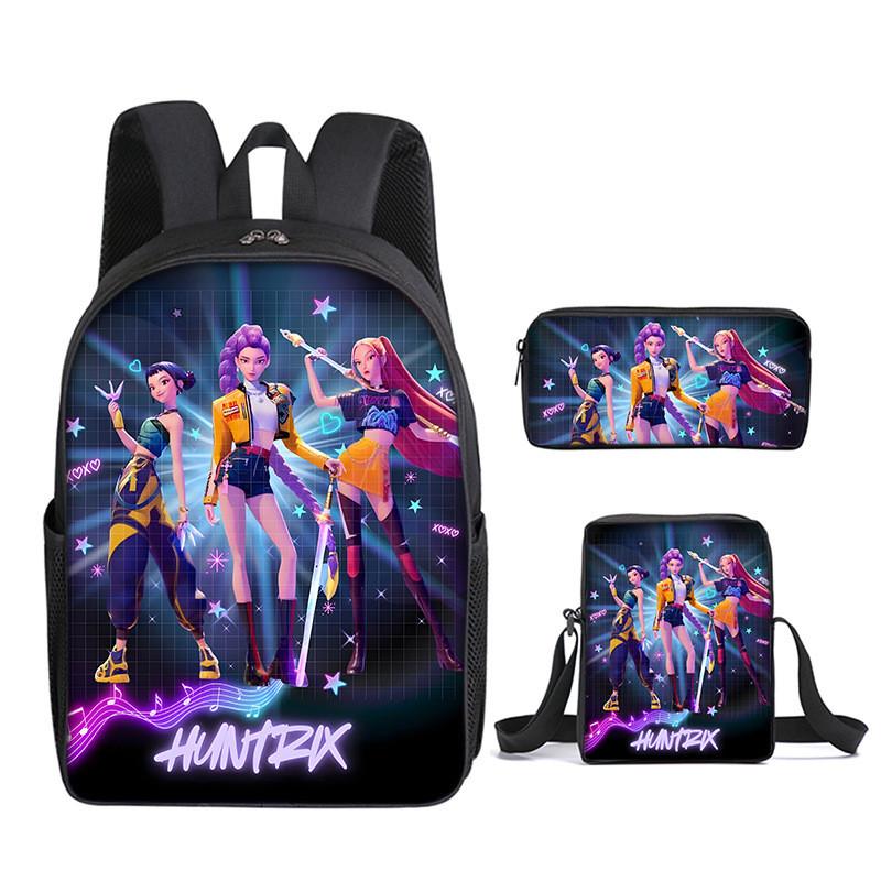 Kpop Demon Hunters School Backpack Set With Oxford Fabric And Air Cushion Straps For Students