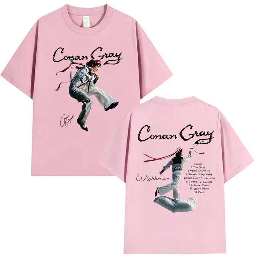 Conan Gray Wishbone World Tour T Shirt Men's Vintage High Quality Fashion T-shirts Man Short Sleeve Cotton T-shirt