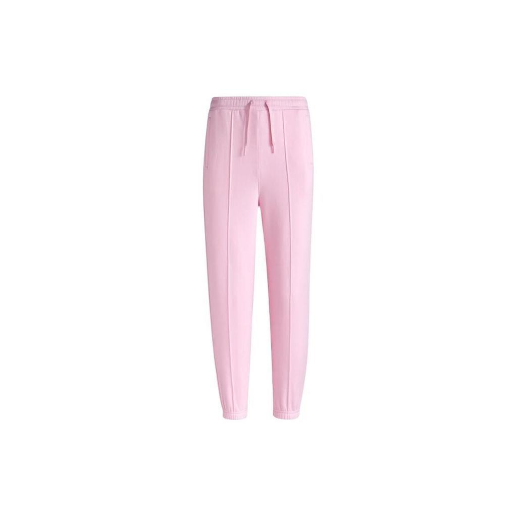 Adidas Neo Solid Color Lace-Up Casual Tapered Knit Sports Pants Women Pants Pink IP6500