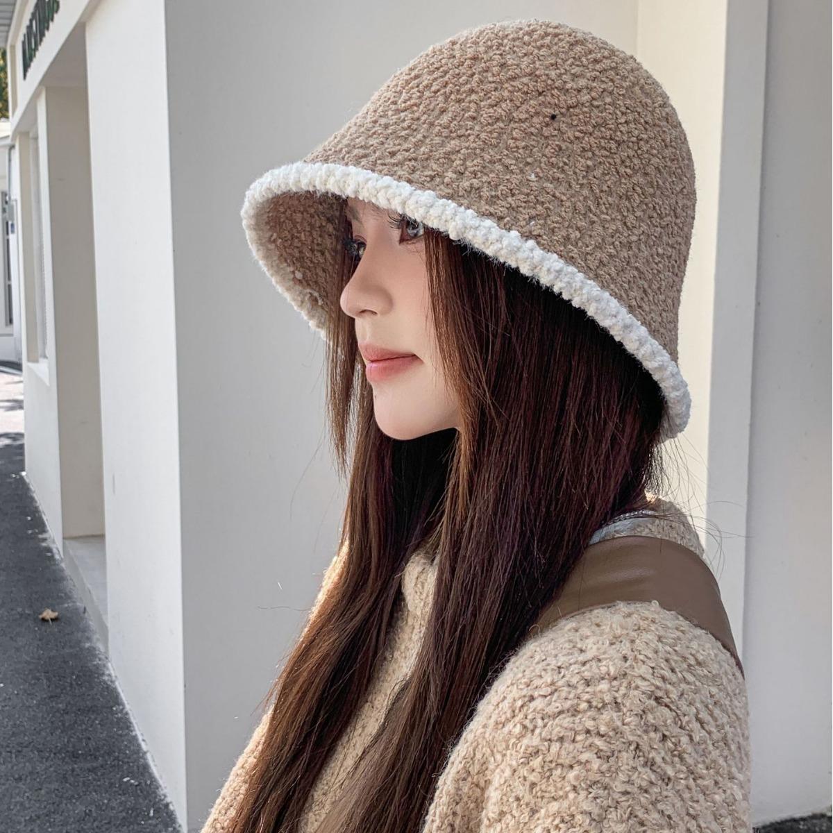 

Новая японская однотонная милая и теплая женская панама, корейская версия осенне-зимней моды, универсальная вязаная шляпа-горшок из овечьей шерсти One Size