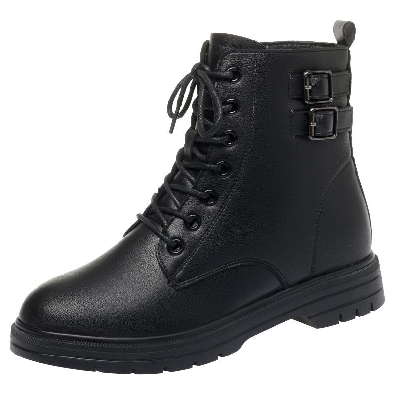 Boots Women's Popular Shoes This Year, New Martin Boots Autumn and Winter Fleece Leather Shoes Mother Shoes Short Boots Cotton Shoes
