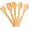 5PCS Wooden Cooking Utensils for Non-Stick Pan Cooking Tools Set Accessories Complete Bamboo 30cm