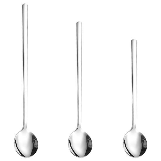Coffee Stirring Spoon Stainless Steel Long Handle Spoon Polished Rust-Proof Creative Dessert Spoon for Home Cafe Kitchen Tool for Stirring
