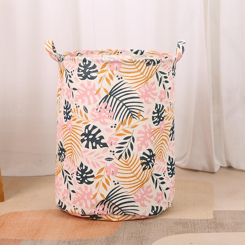 Print Laundry Basket Foldable Home Laundry Storage Bag Portable Cotton Linen Hamper For Kids Toys Dirty Clothes Basket Organizer