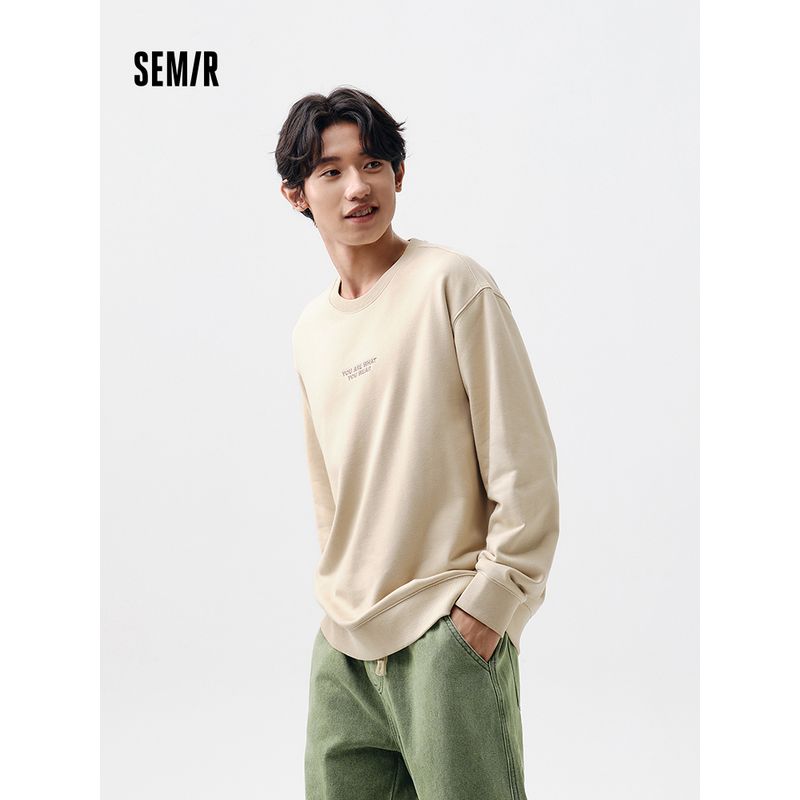 

Semir Pullover Men s Spring Basic All-Matching Embroidered Knitting Top Pullover round Neck Daily Simple Casual Wear Drop Shoulder Shell Card 50242 165/84A/S