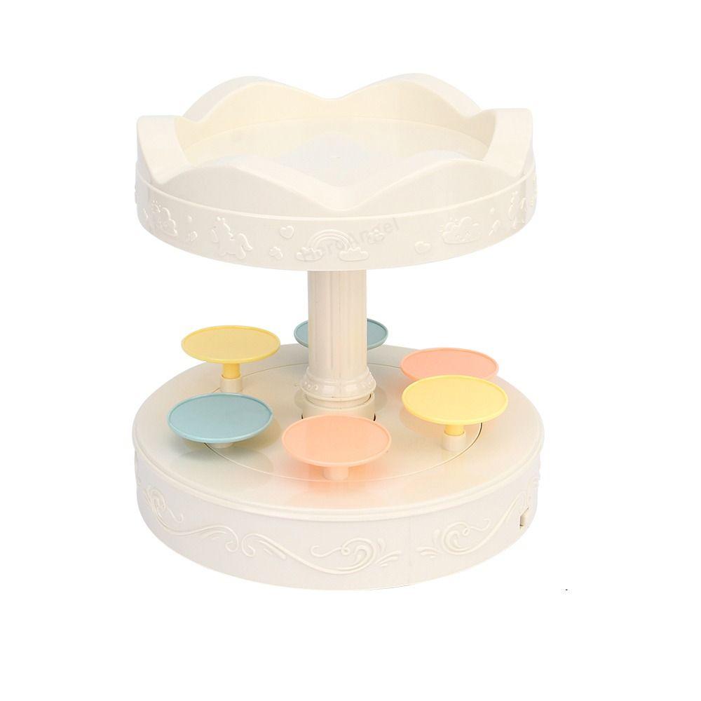 

Musical Automatic Rotating Dessert Stand Double Layer Macarons Turntable Sushi Display Rack Gift no music