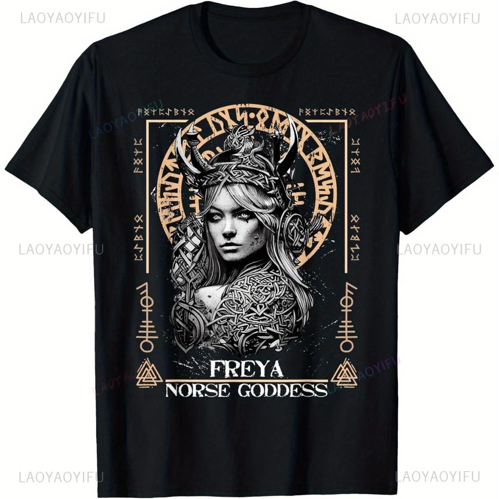 Viking Mythology Norse Goddess Freya Graphic Print Unisex T-Shirt Legendary Streetwear Mythical