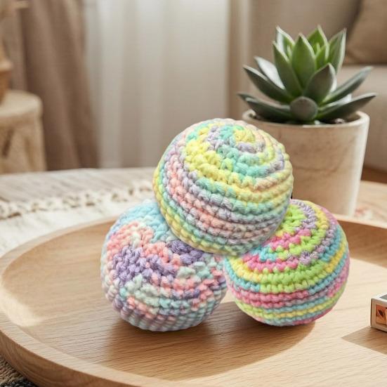 Soft Knitted Footbag, Handmade Crochet Juggling Balls for Kids, Sensory Play Sandbags, Colorful Toss Game for Preschool Playground