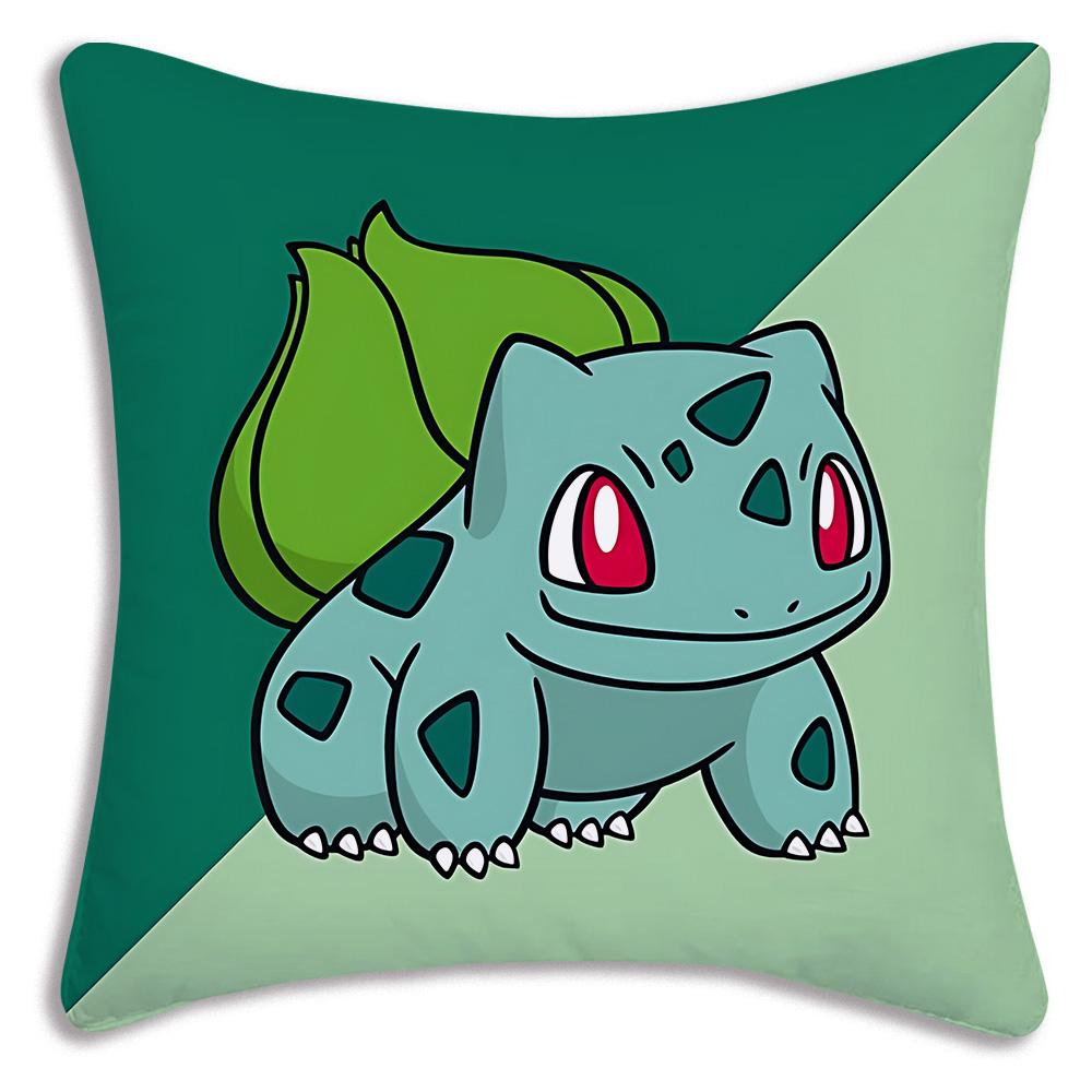 Pillow Covers Cartoon Bulbasaurs Sofa Decorative Home Double-Sided Printing Short Plush Cute Cushion Cover