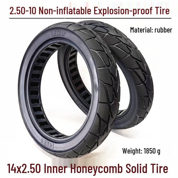

14 Solid Tire for Electric Scooters - 14x2.50 Honeycomb Shock Absorption, Hollow, Explosion-Proof, 2.50-10 14x2.50 Hollow Solid Tire