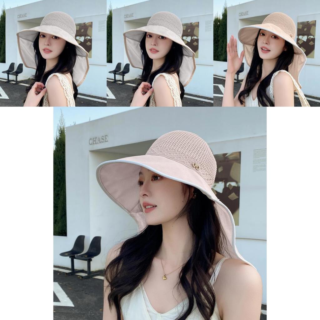 Polyester Wide Brim Sun Hat For Women Outdoor Uv Protection Summer Beach Travel