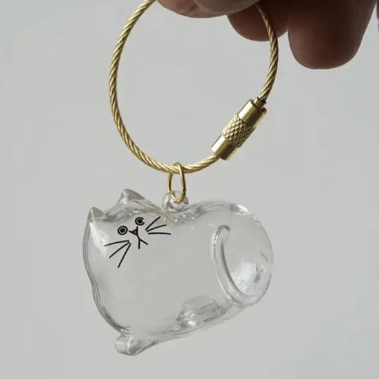 Cat Hair Storage Bottle Transparent Pet Fur Keepsake Keychain for Collecting Cats Dogs Hair Pet Memorial Gift