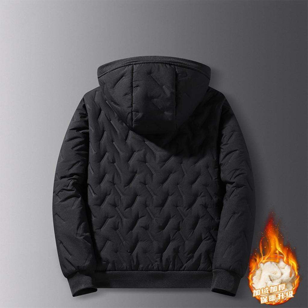 Lamb Fleece Jacket for Men's Youth In Winter, Plus Fleece Plus Large Size, Loose and Warm Hooded Cotton Jacket for Men's Cotton Clothing
