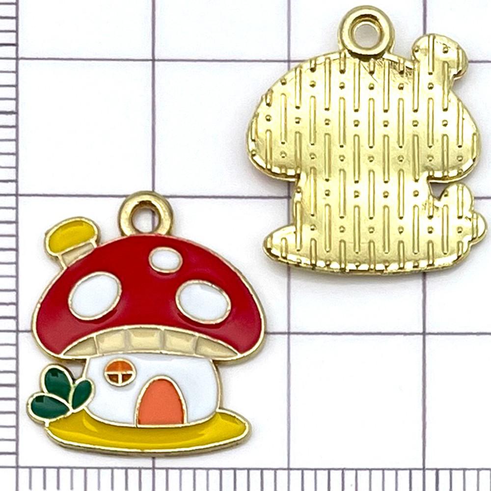 20 Colorful Cartoon House & Mushroom Enamel Alloy Charms for DIY Jewelry