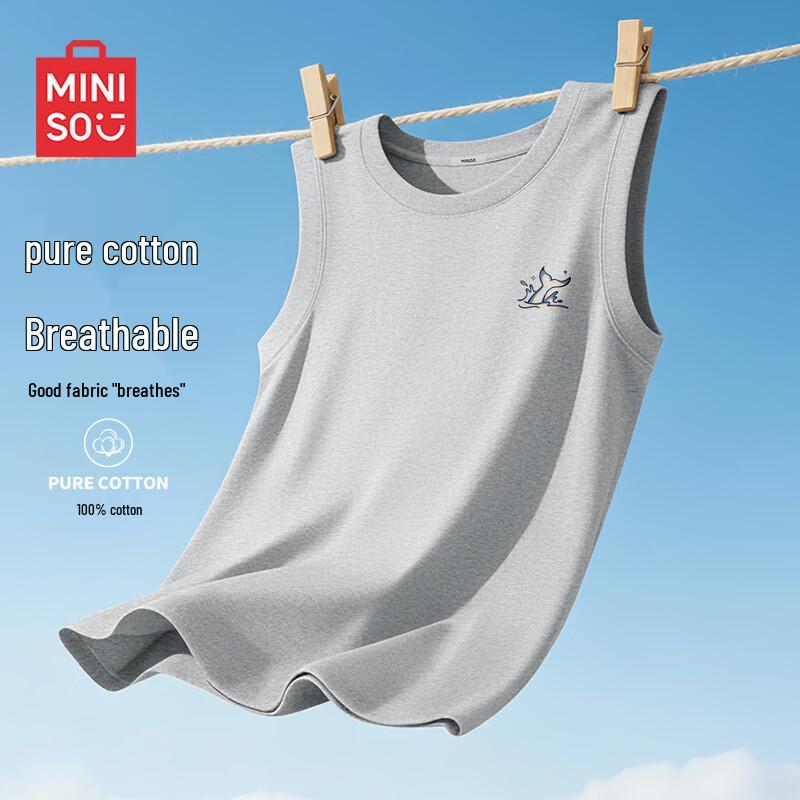 MINISO Men s Heavyweight Pure Cotton Sleeveless T-Shirt 4XL