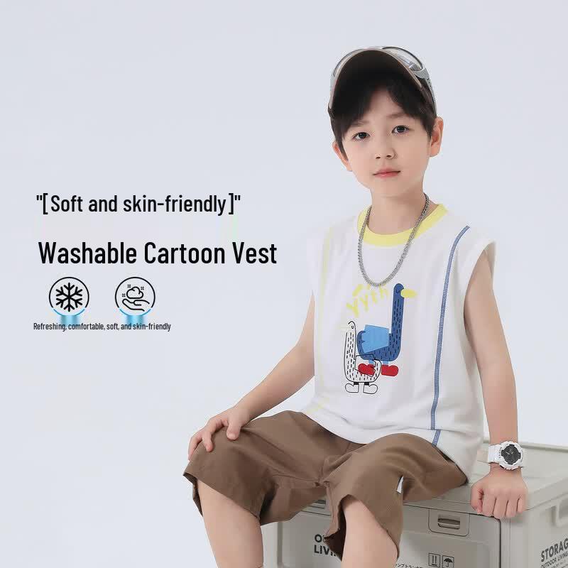 Boys Sleeveless Cotton Blend Vest Top 160 белый