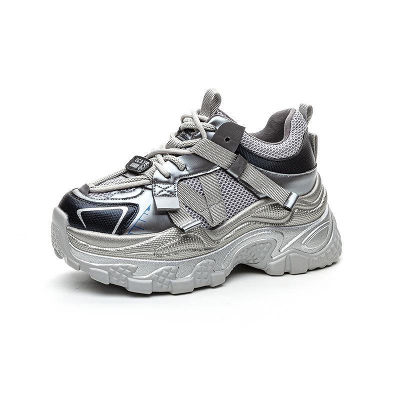 

Туфли на толстой подошве, повседневная модная обувь, спортивная женская обувь 39 серебряный