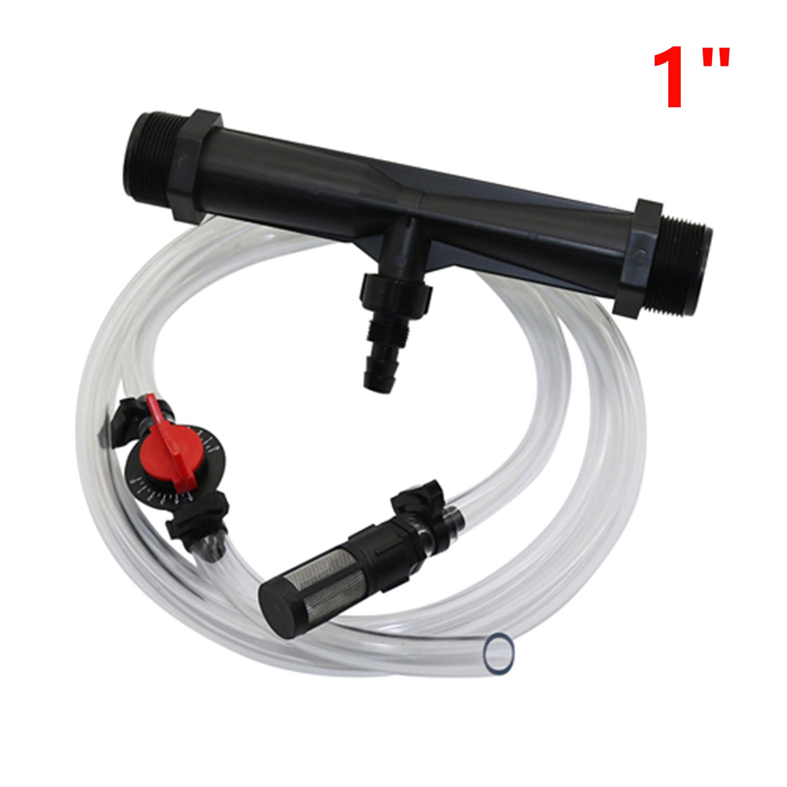 

1 комплект автоматического набора удобрений 1/2 дюйма, 3/4 дюйма, 1 дюйм, трубка Вентури, шланг для ирригационной воды с переключателем контроля потока и металлическим сетчатым фильтром, 4 шт.