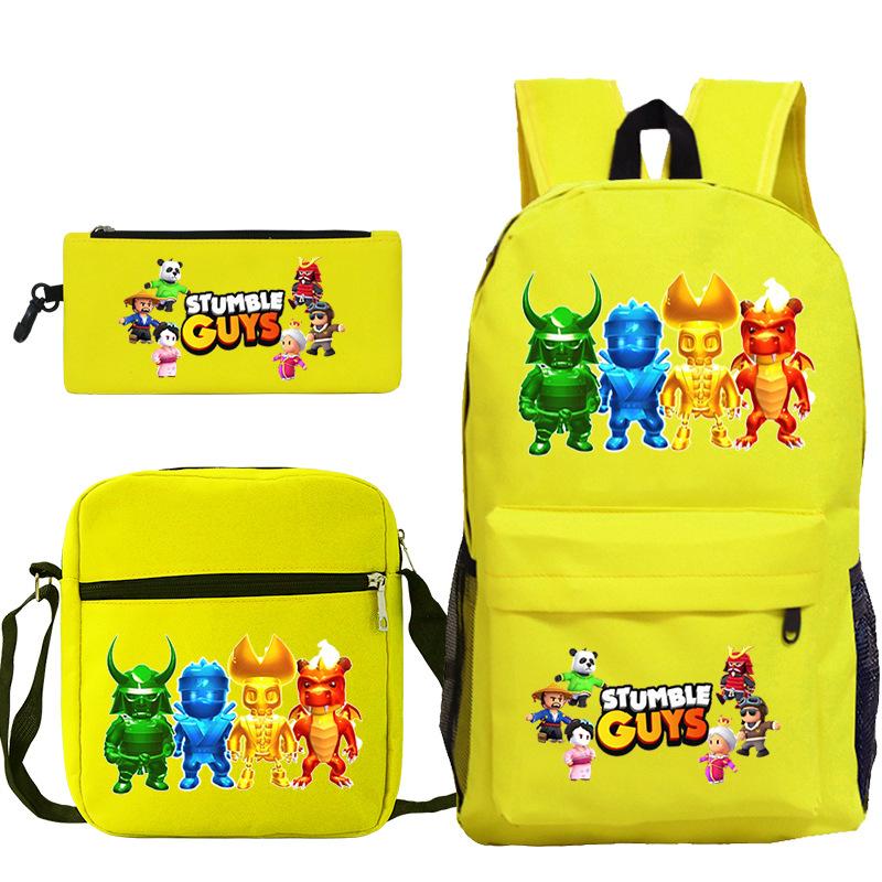 

Мерч игры Stumble Guys Принтованный детский школьный набор Подростковый рюкзак набор из трех предметов Three-piece set