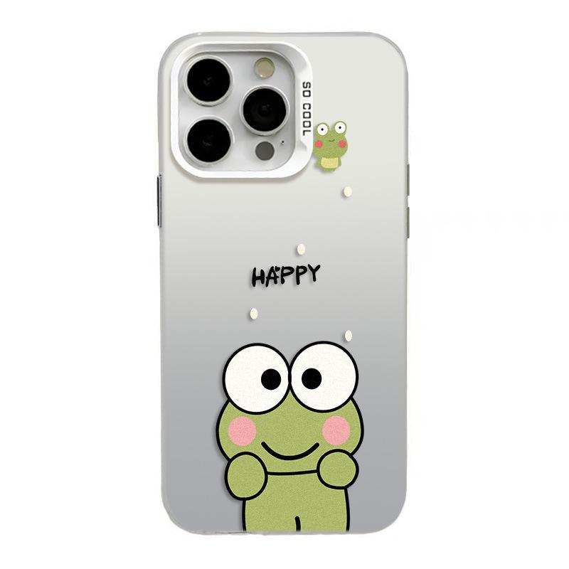 Cartoon Frog iPhone 17 Case, Compatible with 15 Pro Max, 14 Pro, 13, 16 Pro, Silver