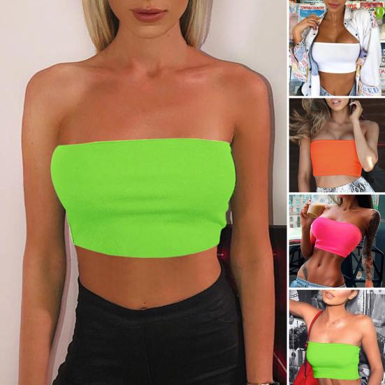 Off Shoulder Sleeveless Exposed Navel Tube Top Summer Sexy Chest Wrap Crop Top Female Clothing