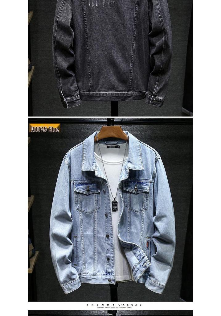 Men's Trendy Plus Size Denim Workwear Jacket - Versatile for Spring and Autumn