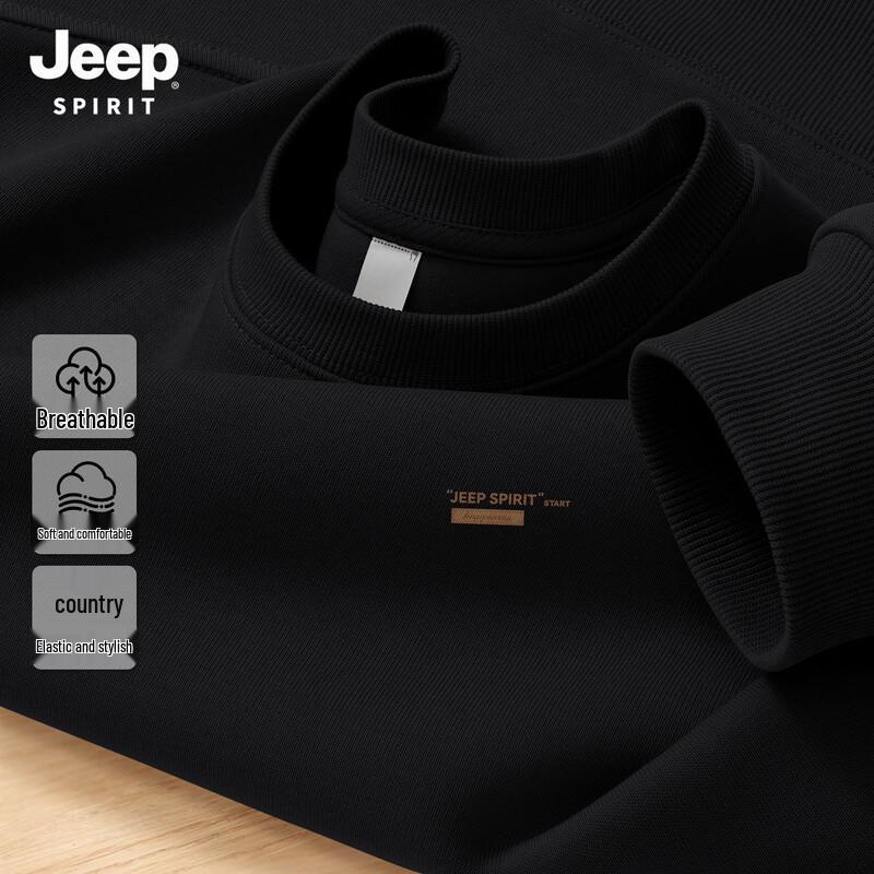 JEEP SPIRIT Men's 2026 Spring/Autumn Round Neck Loose Sweatshirt