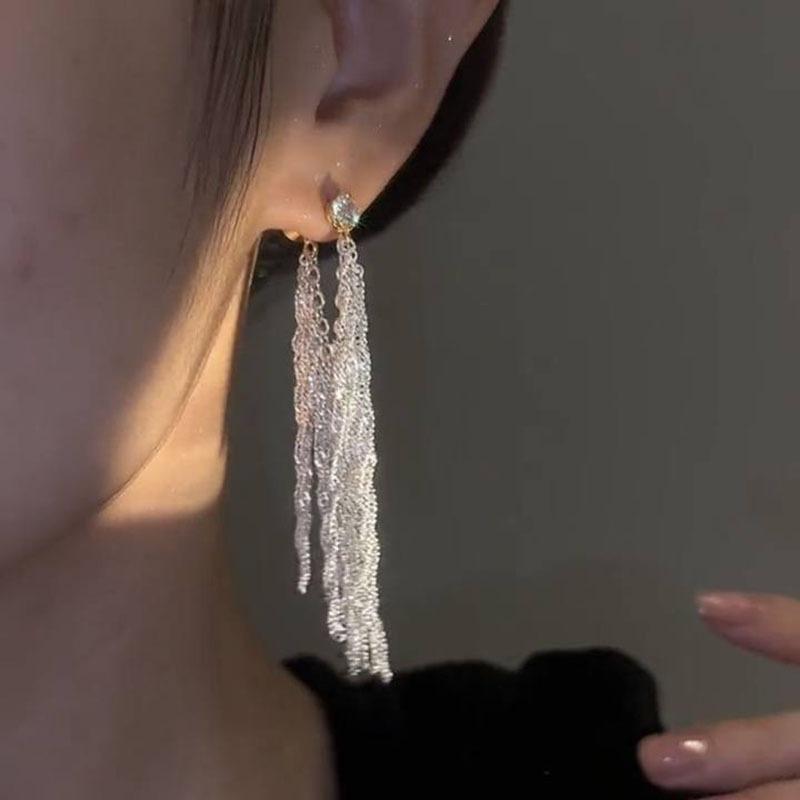 High-end Zircon Tassel Earrings for Women