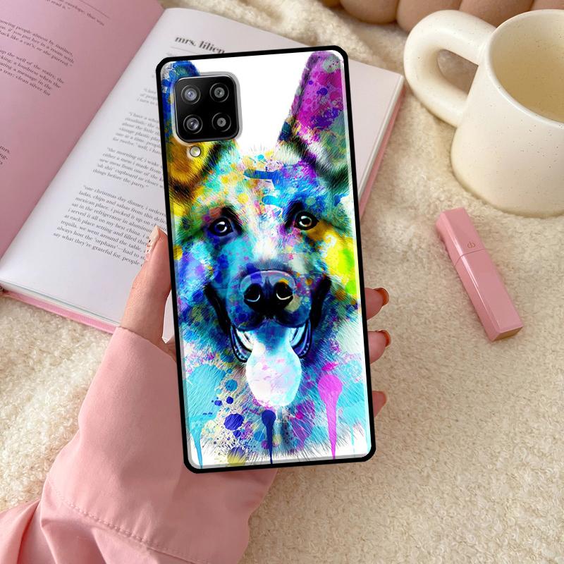 Tegneserie Schæferhund Deksel For Samsung Galaxy A54 A34 A14 A13 A12 A22 A32 A52 A72 A51 A71 A53 A52S Bakdeksel
