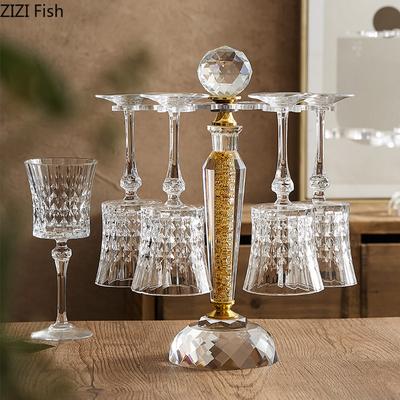 Juego de copas de vino tinto de cristal con portavasos giratorio para vino tinto, copa de champán para fiesta de bodas, juego de vino ligero de lujo para bar en casa