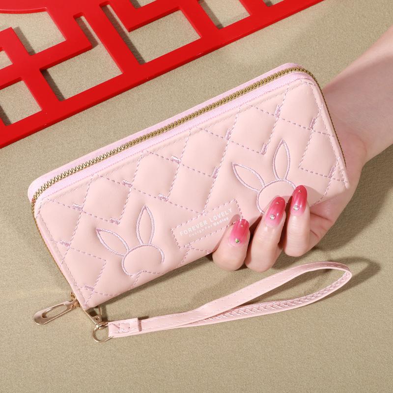 New Wallet Korean Version Cute PU Long Zero Wallet Large Capacity Women's Multi Card Zipper Handheld Phone Bag