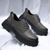New Genuine Leather Men Casual Shoes Winter British Style Thick Bottomed Work Clothes Shoes Men Designer Large Toe Leather Shoes
