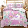 Unicorn Kids Girls Pink 3D Bedding Set Duvet Cover Sale Cartoon Bedcllothes Animal Printed Queen King Size Home Duvet Covers