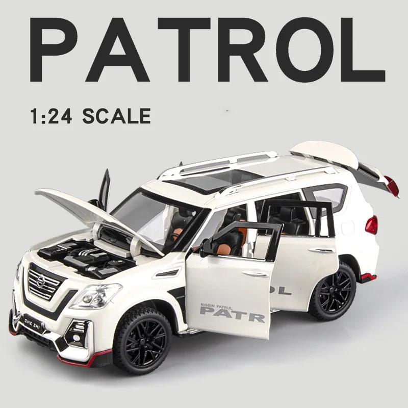 New 1:24 Nissan Patrol Off-road SUV Alloy Model Car Diecast car Toy Model Collectible Iron Toy Car Sound Light Car For Boys Kids C48