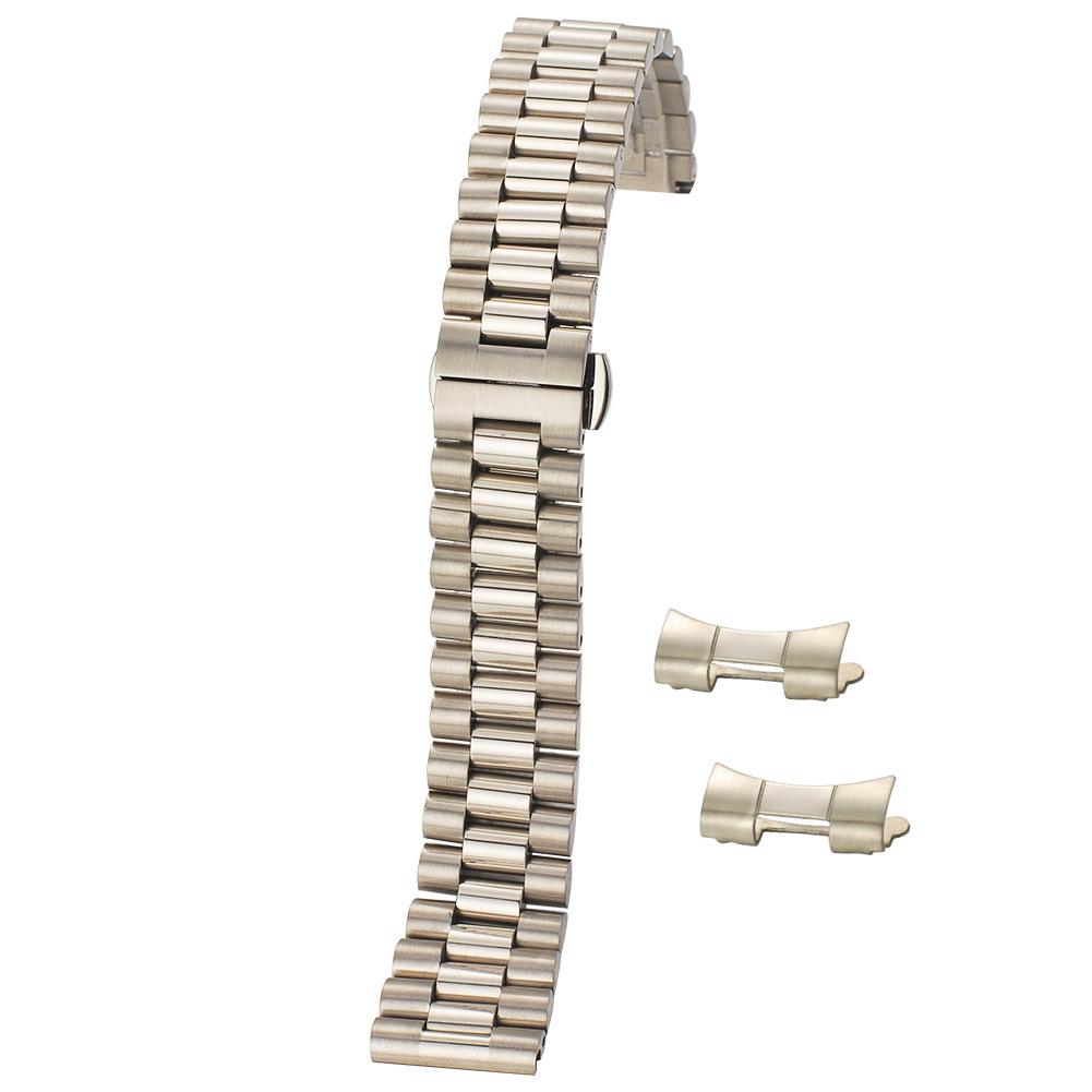 Correa de Reloj Sólida de Acero Inoxidable 316 de Tres Eslabones con Cierre de Mariposa (18-22 mm)