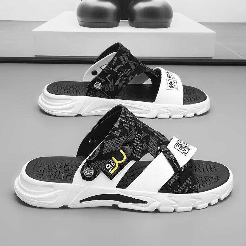 2026 Trendy Men's Sandals Roman Shoes Two-Use New Summer Cool Hollow Beach Shoes Slippers Rubber Sole Comfortable Breathable