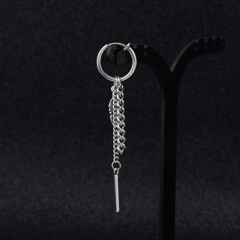 Titanium steel earrings bulletproof small group Park Zhimin same earrings personalized asymmetrical stainless steel earrings earclips