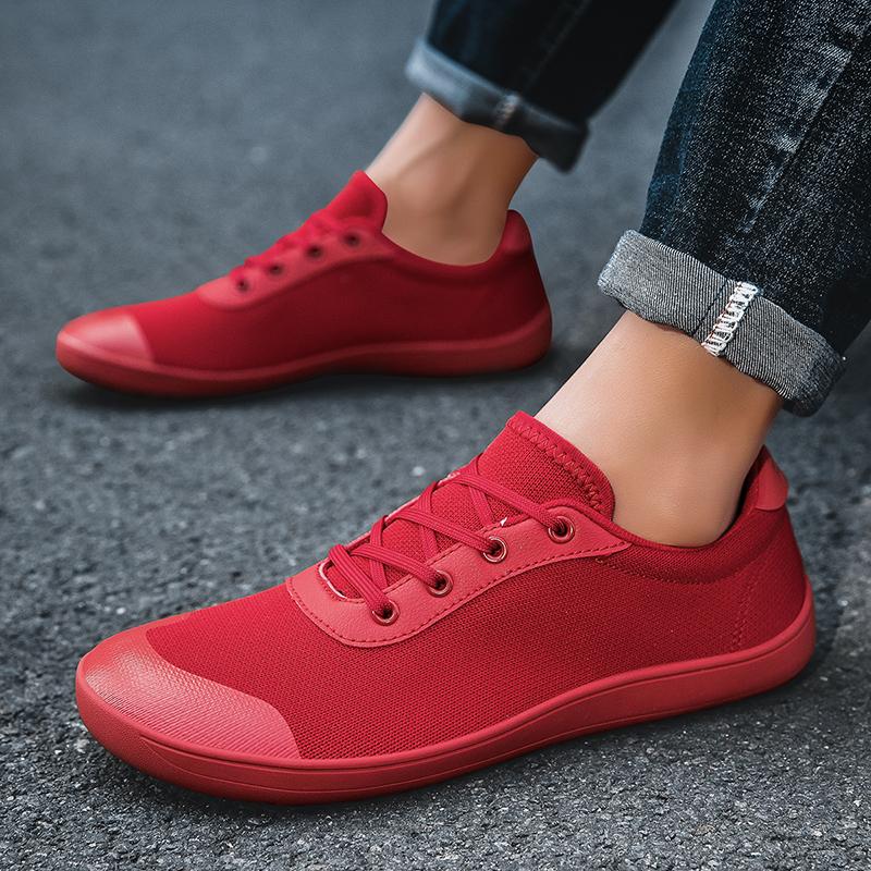 2024PINGKEE Wide Toe Square Footed Men's Simple Barefoot Shoes with a Zero Drop Sole Crossfit Leather Sports Shoes for Men Shoes