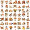 50 Transparent Ins Orange Flower Bud Sticker Pack Waterproof Transparent PET Manual Material Decorative Guitar Notebook
