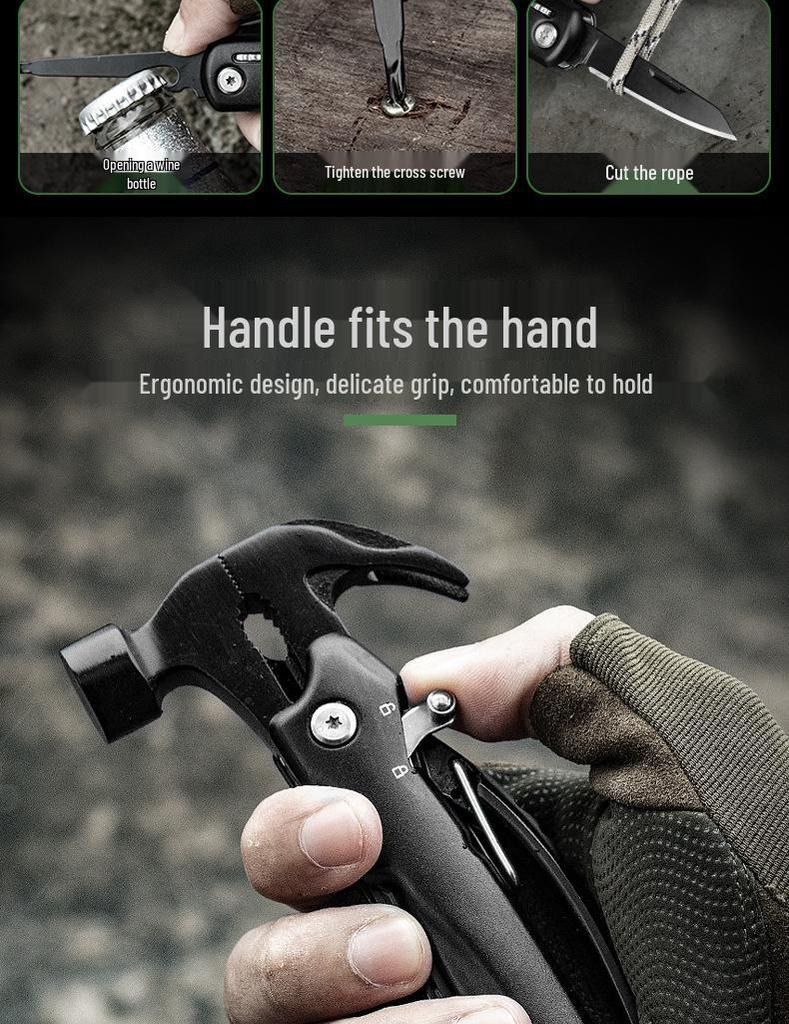 Multi-Function Claw Hammer & Life-Saving Pliers for Outdoor Use