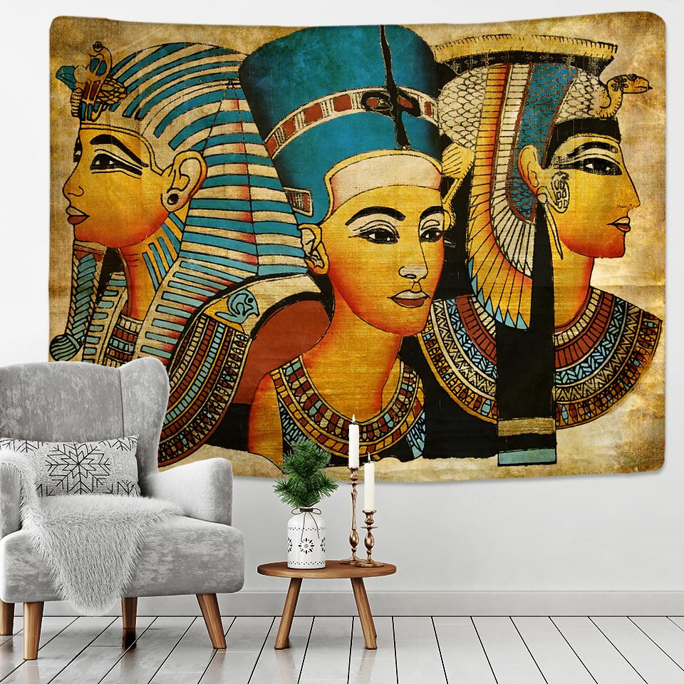 Golden Ancient Egypt Tapestry Wall Hanging Old Culture Printed Hippie Egyptian Tapestries Wall Cloth Home Decor Vintage Tapestry